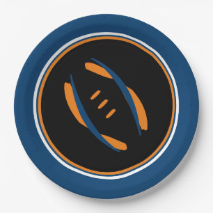 Blaue/orange/Schwarze Kunsfußball 9" Teller
