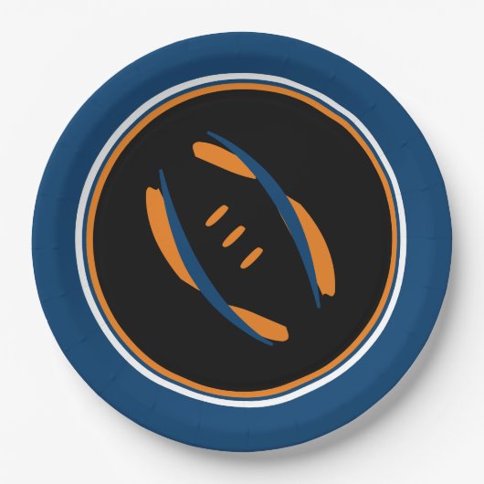 Blaue/orange/Schwarze Kunsfußball 9" Teller (Vorderseite)