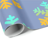 Blaue Orange Snowflakes Winterwrapping Papier Geschenkpapier (Rolleneckpunkt)