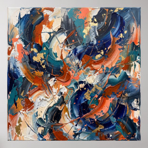 Blaue Orange Spirit Energie Abstrakter Poster