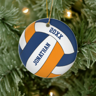 Blaue Orange-Sportmannschaft - Jungs-Volleyball Keramik Ornament