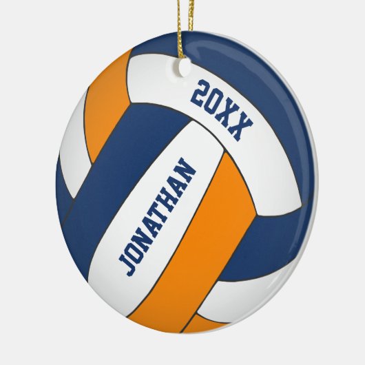 Blaue Orange-Sportmannschaft - Jungs-Volleyball Keramik Ornament (Links)
