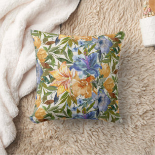 Blaue Orange Tigerlilien Blumen Herbst Kissen