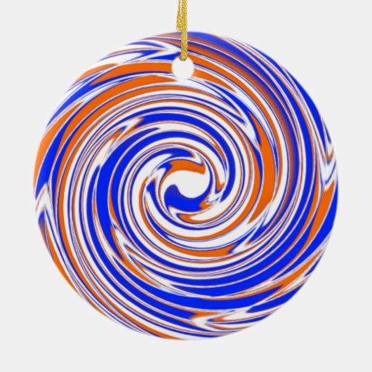 Blaue orange und weiße erstklassige Verzierung Keramikornament (Hinten)