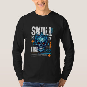 Blaue, Orange und Weiße Schädel-Maximalist-Streetw T-Shirt