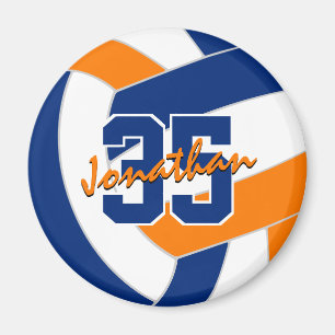 blaue orange Volleyball-Mannschaftsfarben Geschenk Magnet