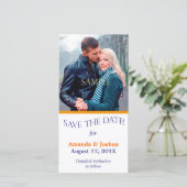 Blaue Orange-Vorlage Save the Date Hochzeit (Stehend Vorderseite)