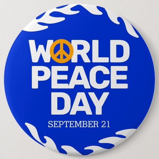 Blaue Orange Weltfriedenstag Button (Vorderseite)