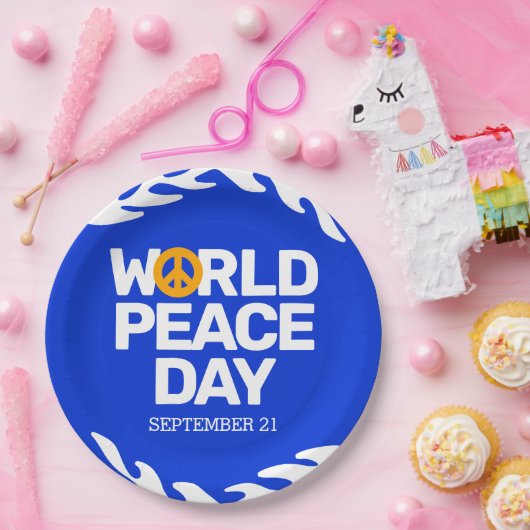 Blaue Orange Weltfriedenstag Pappteller (Party)