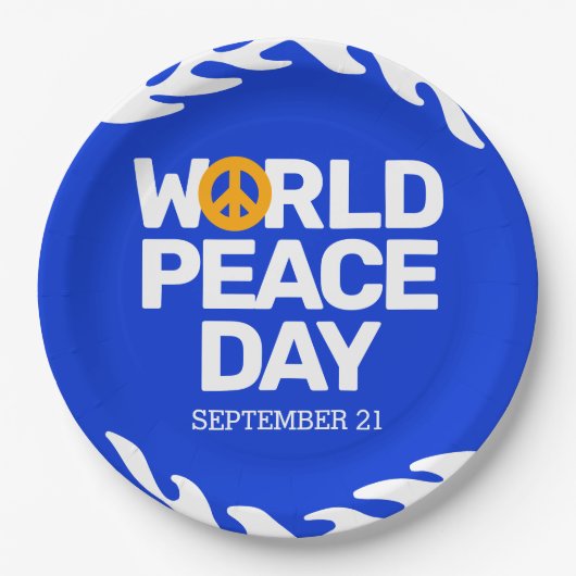 Blaue Orange Weltfriedenstag Pappteller (Vorderseite)