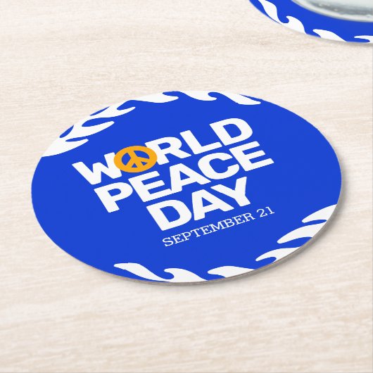 Blaue Orange Weltfriedenstag Runder Pappuntersetzer (Angewinkelt)