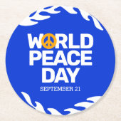 Blaue Orange Weltfriedenstag Runder Pappuntersetzer (Vorderseite)