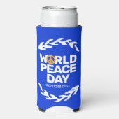 Blaue Orange Weltfriedenstag Selters Dosenkühler (Seltzer Rückseite)