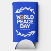 Blaue Orange Weltfriedenstag Selters Dosenkühler (Rückseite)