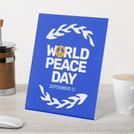 Blaue Orange Weltfriedenstag Sockelschild