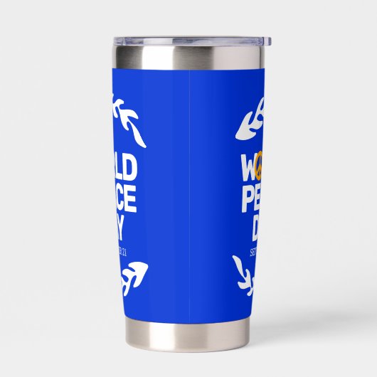 Blaue Orange Weltfriedenstag Thermobecher (Links)