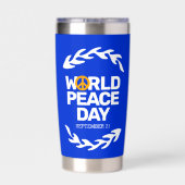 Blaue Orange Weltfriedenstag Thermobecher (Rückseite)