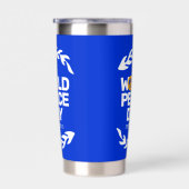 Blaue Orange Weltfriedenstag Thermobecher (Rechts)