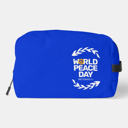 Blaue Orange Weltfriedenstag Waschbeutel (Rückseite)