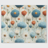 Blaue Orange Wildblumen Blumen Geschenkpapier (Flach)