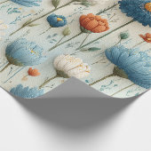 Blaue Orange Wildblumen Blumen Geschenkpapier (Ecke)