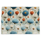 Blaue Orange Wildblumen Blumen Große Geschenktüte (Vorderseite)
