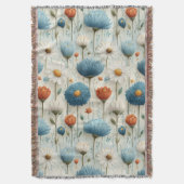 Blaue Orange Wildblumen-Wurfdecke Decke (Vorderseite Vertikal)