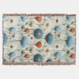 Blaue Orange Wildblumen-Wurfdecke Decke