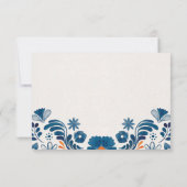 Blaue Orangefarbene Blumen Elegante Fiesta Spanisc Save The Date (Rückseite)