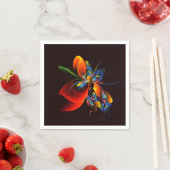 Blaue Orangefarbene Blumen Moderne Abstrakte Kunst Serviette (Beispiel)