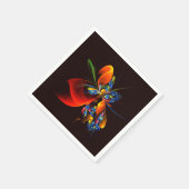 Blaue Orangefarbene Blumen Moderne Abstrakte Kunst Serviette (Ecke)
