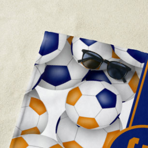Blaue orangefarbene Jungs - Fußballmannschaft Farb Strandtuch