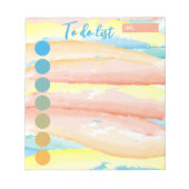 Blaue Orangefarbene Pinselstriche für Wasserfarben Notizblock (Vorderseite)