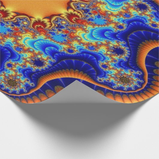 Blaue, orangefarbene und gelbe Geburt Geschenkpapier (Ecke)