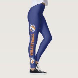 Blaue orangefarbene Volleyballs mit Text nach oben Leggings