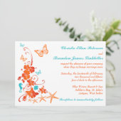 Blaue, orangefarbene, weiße tropische Strände lade Einladung (Stehend Vorderseite)