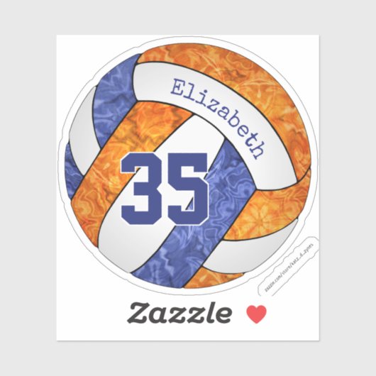 Blaue Orangen-Mädchen-Volleyballmannschaft Aufkleber (Blatt)