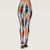 Blaue Orangen Pinselstriche Abstraktes Muster Leggings (Rückseite)