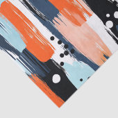 Blaue Orangen Pinselstriche Abstraktes Muster Seidenpapier (Detail)