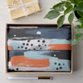 Blaue Orangen Pinselstriche Abstraktes Muster Seidenpapier (Geschenk)