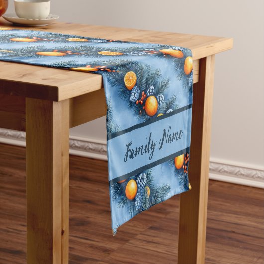 Blaue Orangen und Kieferngarten Kurzer Tischläufer (Beispiel)