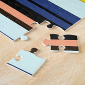 Blaue Orangen Wirbel Linien Muster Puzzle (Seite)