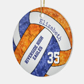 Blaue Orangenmädchen Volleyballmannschaft Memento Keramik Ornament (Links)