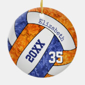 Blaue Orangenmädchen Volleyballmannschaft Memento Keramik Ornament (Hinten)