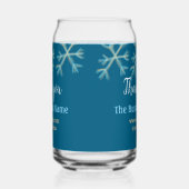 Blaue Orangenschneeflocken geben den Namen Weihnac Dosenglas (Rechts)