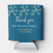 Blaue Orangenschneeflocken geben den Namen Weihnac Dosenkühler (Rückseite)