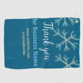 Blaue Orangenschneeflocken geben den Namen Weihnac Golfhandtuch (Horizontal)