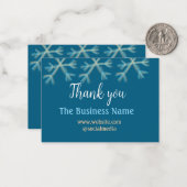 Blaue Orangenschneeflocken geben den Namen Weihnac Mitteilungskarte (Vorderseite/Rückseite Beispiel)