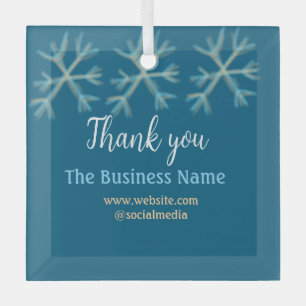 Blaue Orangenschneeflocken geben den Namen Weihnac Ornament Aus Glas