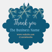 Blaue Orangenschneeflocken geben den Namen Weihnac Ornament Karte (Rückseite)